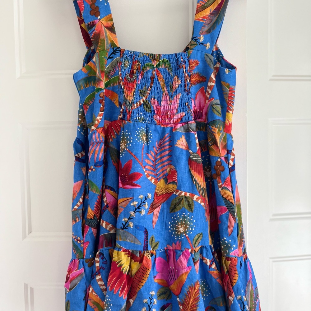 FARM RIO Macaw Party Tiered Linen Dress - Picture 5 of 7